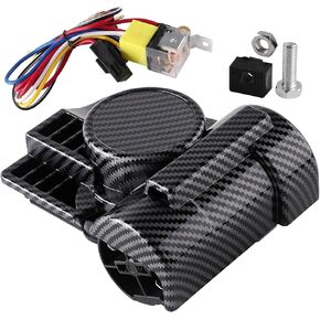 Air horn for trucks, the compact snail electric train horn, the 12V 150db super speaker car horn with wiring harness, and is applicable to any 12V vehicle, truck, motorcycle（carbon fibre）