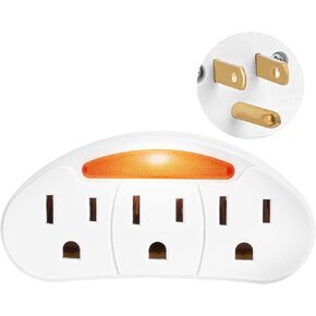 2-Prong 3-Outlet Polarized Plug Wall Plug Extender 2 Pack, 2-Prong to 2-Prong 3 Side Outlet Plug Splitter Converter, Multi Plug Outlet Spaced Adapter, Non-Ground Outlet for Old Home, Hotel, White