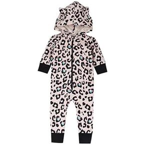 baby-girls Long Leg Leopard Cat Ear Hoodie Romper