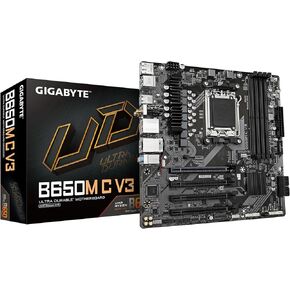 GIGABYTE B650M C V3 (rev. 1.0) AM5 LGA 1718 AMD B650 M-ATX Motherboard with 5-Year Warranty, DDR5, PCIe 4.0 M.2, PCIe 4.0, USB 3.2 Gen1 Type-C, 1GbE LAN, Q-Flash Plus, EZ-Latch