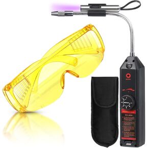 AC Leak Detector Kit, WJL-6000UV Refrigerant Leak Detector Auto Air Conditioner Tool Test Detection Kit Halogen Gas Leakage Tester UV Protective Glasses AC Sniffer R22 R410A R134A 1234YF