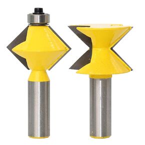 2Pc 1/2 inch Shank 90 Degree Edge Banding Router Bit Set V-Design Tongue and Router Plate, Propro-9039592