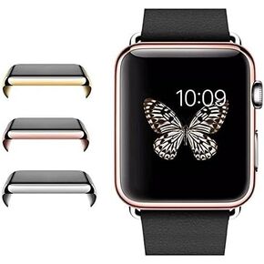 Protective Snap-On Case with Built-in Clear Glass iWatch 2 Screen Protector - Shockproof, Anti-Scratch Shield Guard Full Cover Compatible with Apple Watch Series 2 [ 38mm - Rose Gold ]
