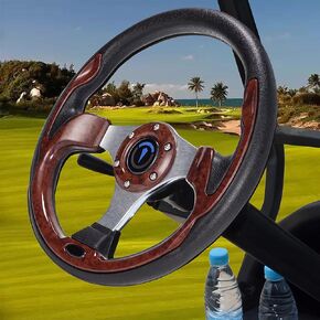 Jaxpare Classic Black Universal عجلة القيادة ومحول عجلة القيادة فضي/أسود لسيارة النادي، EZGO وYamaha Golf Carts. (المقود)