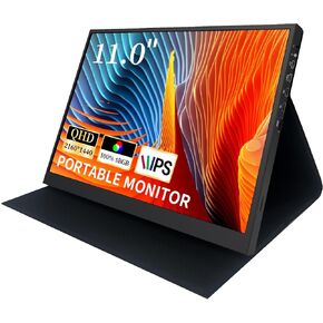 شاشة محمولة 11.0 بوصة 2160 * 1440 2K شاشة محمولة لأجهزة الكمبيوتر المحمول، USB C HDMI 100% sRGB HDR IPS 400cd/m² شاشة ألعاب التوصيل والتشغيل، شاشة موسع شاشة الكمبيوتر المحمول المحمولة
