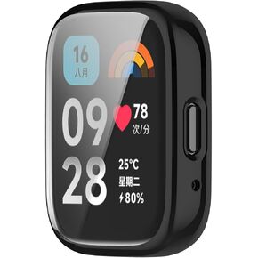 Disscool Compatible with Redmi Watch 3/3 lite SmartWatch Protective Case TPU All-Inclusive Compatible with Redmi Watch 3 Active, Watch Accessiores(Black)