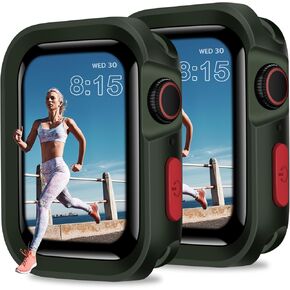 HANDODO Protective Case Rugged Bumper Armor Compatible with 45mm Apple Watch Series 9 8 7 44mm 6 SE2 SE 5 4 iWatch Women Man, Soft TPU Anti-Shock, Drop Proof Waterproof Protector, 2 Packs Dark Blue