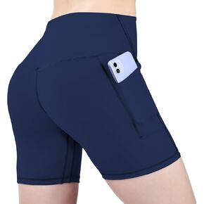 High Waisted Yoga Shorts for Women 6" Bike Shorts with Pockets Workout Gym Shorts Tummy Control
