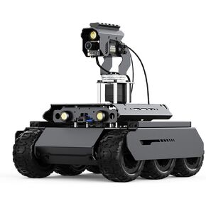Waveshare UGV Rover Open-Source 6 Wheels 4WD AI Robot,Compatible with Raspberry Pi 5, Dual Controllers, Comes with Pan-Tilt Module, PI5-4GB Included