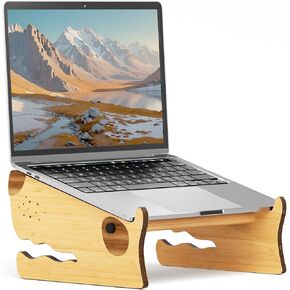 Laptop Stand,Puppy Bamboo Adjustable Laptop Riser,Ergonomic Computer Stand, Riser Holder Notebook Stand Compatible with Air, Pro, Dell, HP, Lenovo,Puppy