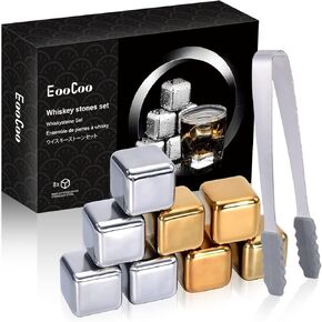 EooCoo Father's Day Unique Gift, Reusable Ice Cubes Whiskey Gift Set, 6 Reusable Whiskey Stone Balls, Whiskey Chilling Stones for Whiskey, Summer Drinks