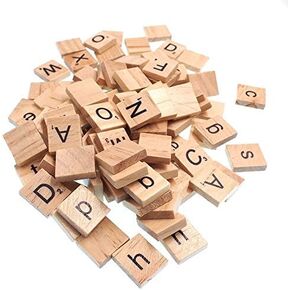 Raylinedo 200X Wooden Alphabet Scrabble Tiles Letter Alphabet Scrabbles Number Crafts English Words Uppercase and Lowercase Mixed