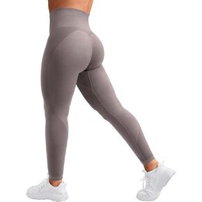 YEOREO Women Seamless Workout Leggings Gym High Waist Smile Contour Yoga Pants Black M