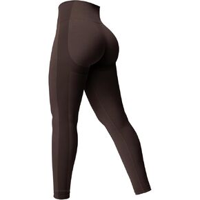 YEOREO Women Seamless Workout Leggings Gym High Waist Smile Contour Yoga Pants Black M