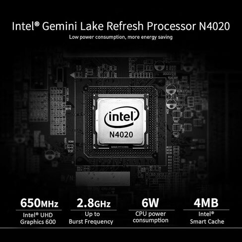 كمبيوتر صغير T5، Celeron N4020 (يصل إلى 2.8 جيجا هرتز) كمبيوتر صغير 4 جيجا LPDDR4 64 جيجا eMMC كمبيوتر مكتبي صغير لـ HDMI مزدوج، USB3.0، WiFi 5، BT5.0، جيجابت إيثرنت in Saudi Arabia