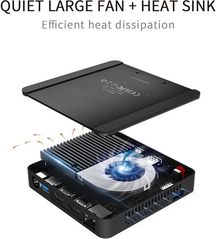 كمبيوتر صغير T5، Celeron N4020 (يصل إلى 2.8 جيجا هرتز) كمبيوتر صغير 4 جيجا LPDDR4 64 جيجا eMMC كمبيوتر مكتبي صغير لـ HDMI مزدوج، USB3.0، WiFi 5، BT5.0، جيجابت إيثرنت in Saudi Arabia