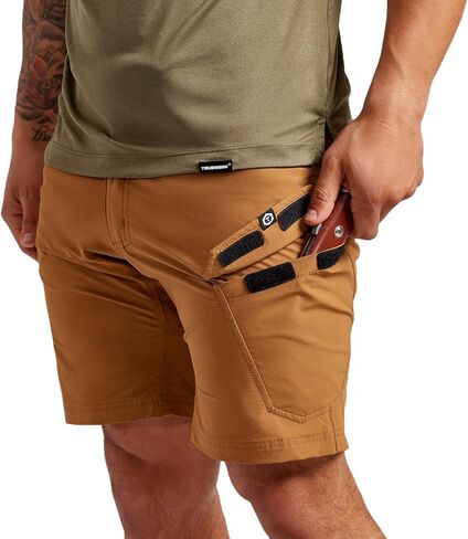 TRUEWERK Men's Workwear Shorts - T1 WerkShorts - Relaxed Fit, Lightweight, Moisture Wicking, Shorts with 4-Way Stretch, Black, 32W X 9L in Saudi Arabia