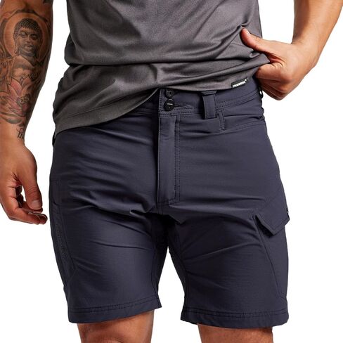 TRUEWERK Men's Workwear Shorts - T1 WerkShorts - Relaxed Fit, Lightweight, Moisture Wicking, Shorts with 4-Way Stretch, Black, 32W X 9L in Saudi Arabia