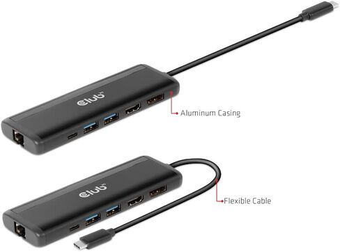 قاعدة عرض متنقلة Club 3D CSV-1597 USB Gen 1 Type-C 8 في 1 MST مزدوجة 4K60 هرتز (HDMI 8K 30 هرتز، منفذ عرض 8K 30 هرتز) in Kuwait