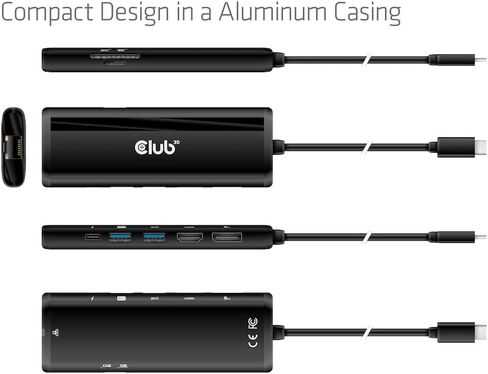 قاعدة عرض متنقلة Club 3D CSV-1597 USB Gen 1 Type-C 8 في 1 MST مزدوجة 4K60 هرتز (HDMI 8K 30 هرتز، منفذ عرض 8K 30 هرتز) in Kuwait