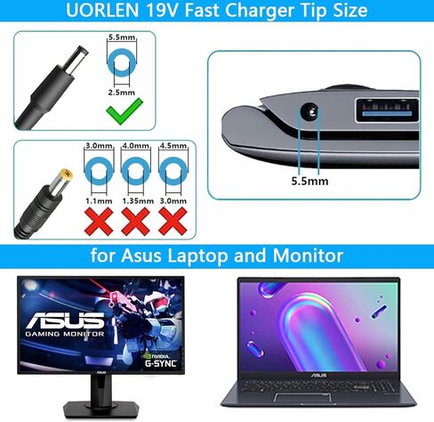 2V 2V 2.1A 3.42A سلك الطاقة لشاشة ASUS 22 '' 23 '' 24 '' 27 '' 27 'VG278 VG278Q VG279 VG279Q VG279QR VG245 VG245H VG248QE in Saudi Arabia