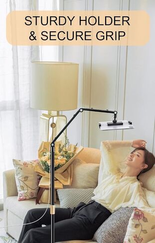 Mobile Floor Stand for Tablet & Smartphone with Wheels - Swivel, Height Adjustable & Rotating Holder for Devices - Holds up to 3.3 lbs in Saudi Arabia