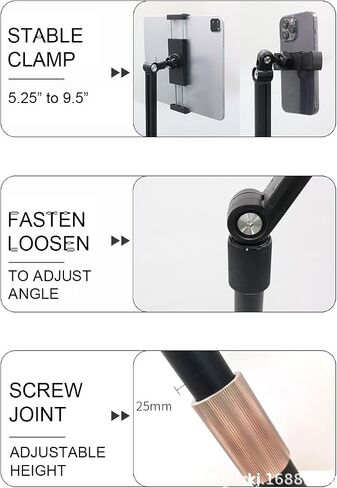Mobile Floor Stand for Tablet & Smartphone with Wheels - Swivel, Height Adjustable & Rotating Holder for Devices - Holds up to 3.3 lbs in Saudi Arabia