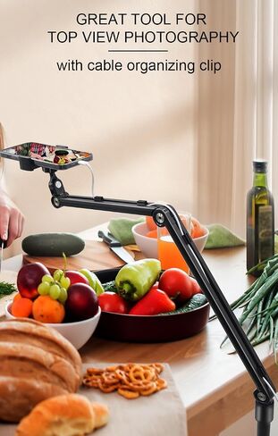 Mobile Floor Stand for Tablet & Smartphone with Wheels - Swivel, Height Adjustable & Rotating Holder for Devices - Holds up to 3.3 lbs in Saudi Arabia