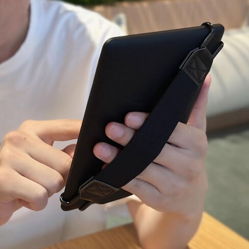 حزام يد آمن للكمبيوتر اللوحي Kindle eReaders Fire مقاس 6-8 بوصات - Kindle/Kobo/Voyaga/Lenovo/Sony Kindle E-Book Tablet، حزام يد متعدد الاستخدامات عالي المرونة وخفيف الوزن وحامل قبضة إصبع، أسود in Kuwait