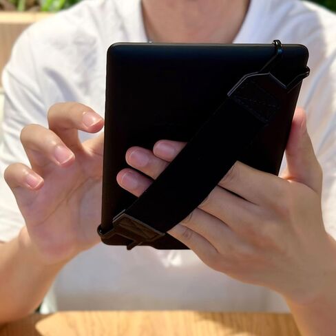 حزام يد آمن للكمبيوتر اللوحي Kindle eReaders Fire مقاس 6-8 بوصات - Kindle/Kobo/Voyaga/Lenovo/Sony Kindle E-Book Tablet، حزام يد متعدد الاستخدامات عالي المرونة وخفيف الوزن وحامل قبضة إصبع، أسود in Kuwait