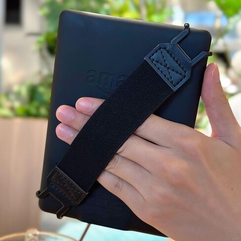 حزام يد آمن للكمبيوتر اللوحي Kindle eReaders Fire مقاس 6-8 بوصات - Kindle/Kobo/Voyaga/Lenovo/Sony Kindle E-Book Tablet، حزام يد متعدد الاستخدامات عالي المرونة وخفيف الوزن وحامل قبضة إصبع، أسود in Kuwait