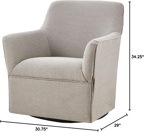 Madison Park Swivel Glider Chair for Living Room, High Back Bedroom Lounge Foam Seat Cushion Upholstered, Nursery Furniture, Metal Base, Fully Assembled, 29.5" W x 30.25" D x 34.5" H, Tan in Kuwait