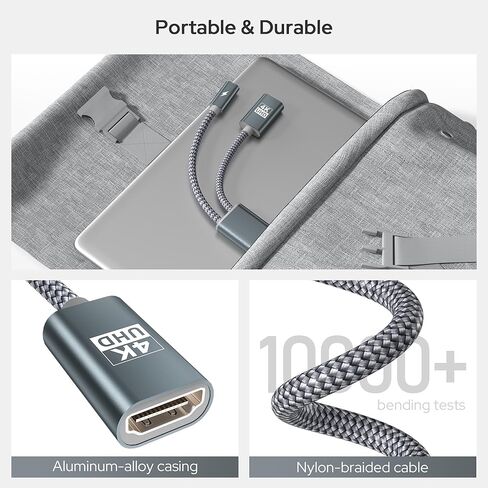 محول Basesailor USB C إلى HDMI مع منفذ شاحن PD 100 واط، محول 2 في 1 من النوع C إلى 4K MHL HDMI أنثى، Thunderbolt 3 لهاتف iPhone 15 Pro Max Plus، MacBook، ipad Air 5 Mini 6، Galaxy، Steam Deck in Kuwait
