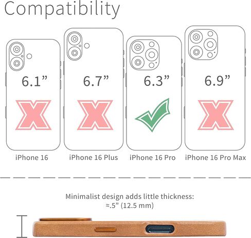 Dockem Genuine Leather Case for iPhone 16 Pro, Compatible with MagSafe (MSGL, Light Brown) in Saudi Arabia