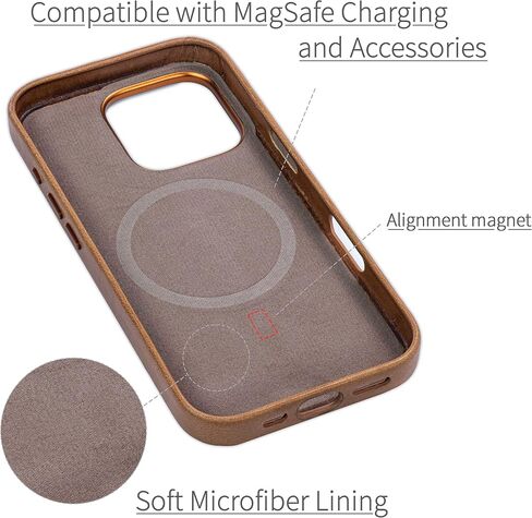 Dockem Genuine Leather Case for iPhone 16 Pro, Compatible with MagSafe (MSGL, Light Brown) in Saudi Arabia