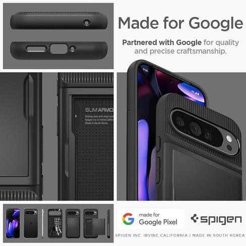 Spigen Slim Armor CS مصمم لحافظة Pixel 9 Pro XL (2024) [حماية عسكرية] - أسود in Kuwait