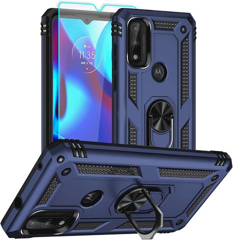 حافظة Moto G Play 2023: حافظة Moto G Pure، حافظة Moto G Power 2022 مع واقي شاشة عالي الدقة، [درجة عسكرية 16 قدم. تم اختبار السقوط] جراب هاتف واقٍ مضاد للصدمات لهاتف Motorola G Pure، أزرق in Kuwait