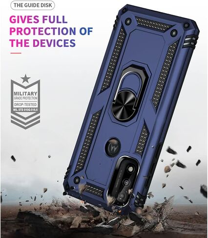حافظة Moto G Play 2023: حافظة Moto G Pure، حافظة Moto G Power 2022 مع واقي شاشة عالي الدقة، [درجة عسكرية 16 قدم. تم اختبار السقوط] جراب هاتف واقٍ مضاد للصدمات لهاتف Motorola G Pure، أزرق in Kuwait