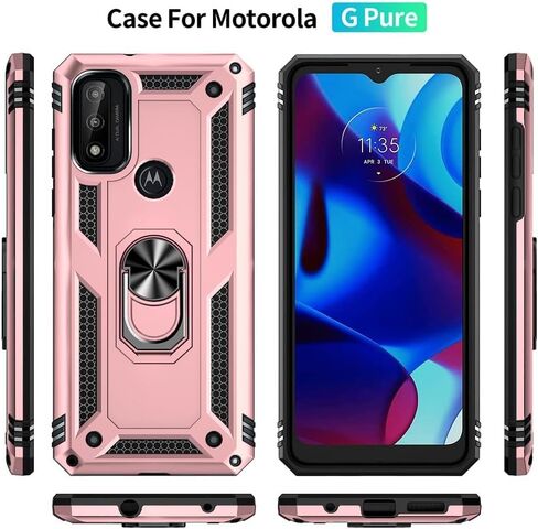 حافظة Moto G Play 2023: حافظة Moto G Pure، حافظة Moto G Power 2022 مع واقي شاشة عالي الدقة، [درجة عسكرية 16 قدم. تم اختبار السقوط] جراب هاتف واقٍ مضاد للصدمات لهاتف Motorola G Pure، أزرق in Kuwait