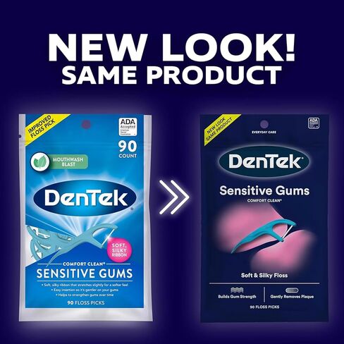 DenTek Comfort Clean Floss Picks for Sensitive Teeth, Soft and Silky Ribbon, 90 Count Each (Pack of 2) in Saudi Arabia