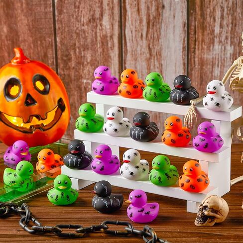 Wettarn 60 Pcs Halloween Rubber Ducks 2 Inch Mini Rubber Duckies Halloween Bath Toys Ghosts Pumpkins Skeletons Bats Spiders Bathtub Toys for Trick or Treat Goodie Bag Fillers Halloween Party in Saudi Arabia