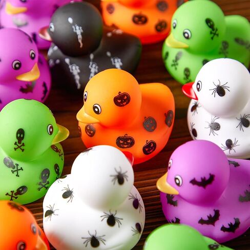 Wettarn 60 Pcs Halloween Rubber Ducks 2 Inch Mini Rubber Duckies Halloween Bath Toys Ghosts Pumpkins Skeletons Bats Spiders Bathtub Toys for Trick or Treat Goodie Bag Fillers Halloween Party in Saudi Arabia