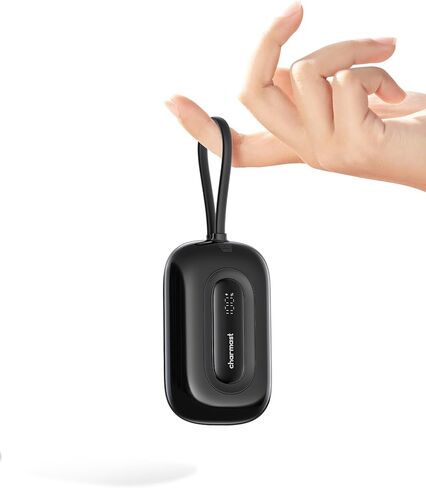 شاحن محمول صغير من Charmast مع كابل مدمج (قابل للإزالة)، بنك طاقة مدمج 20 وات شحن سريع، حزمة بطارية USB C 10000 مللي أمبير في الساعة، أساسيات السفر متوافقة مع iPhone 15/14/13/12 Samsung in Kuwait