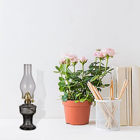 SYOENK 2 Pieces Rustic Oil Lamp 12.6"" Classic Large Classic Kerosene Lamp Lantern Vintage Glass Kerosene Lamp Chamber Oil Lamps with 3/8"" Wick for Indoor Use Home Decor Lighting in Kuwait