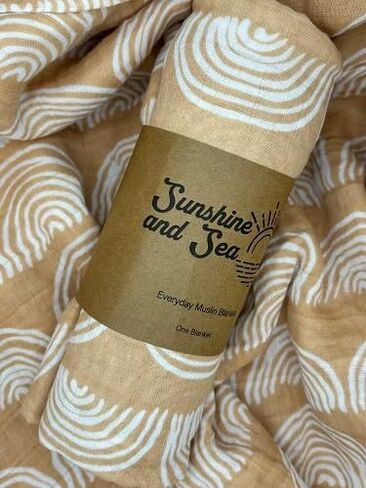 Sunshine & Sea Newborn Nursery Muslin Swaddle Blanket (Blue Rainbow), Baby, Coral, 00003-CRLRN in Kuwait