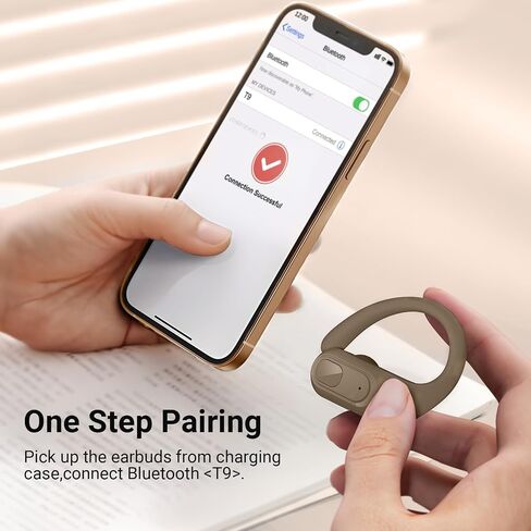 occiam Wireless Earbuds with Charging Case, Auto Pairing, Flexible Earhooks, for Running and Sports, Dual LED Battery Display Brown in Saudi Arabia