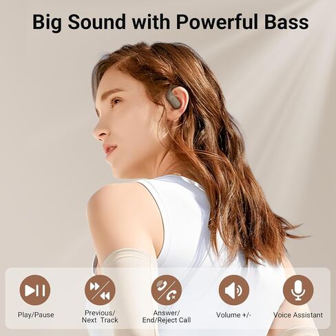 occiam Wireless Earbuds with Charging Case, Auto Pairing, Flexible Earhooks, for Running and Sports, Dual LED Battery Display Brown in Saudi Arabia