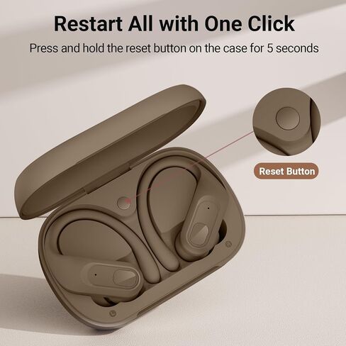 occiam Wireless Earbuds with Charging Case, Auto Pairing, Flexible Earhooks, for Running and Sports, Dual LED Battery Display Brown in Saudi Arabia