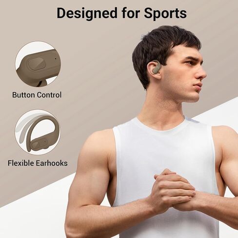 occiam Wireless Earbuds with Charging Case, Auto Pairing, Flexible Earhooks, for Running and Sports, Dual LED Battery Display Brown in Saudi Arabia