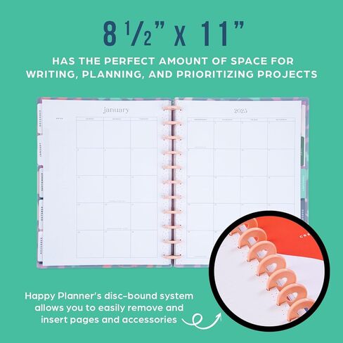 Happy Planner Disc-Bound 12-Month Planner, July 2024–June 2025 Daily, Weekly, and Monthly Planner, Big Size, Dashboard Layout, Opal Mountain Theme, 2 Sticker Sheets, 8.5" x 11" in Saudi Arabia